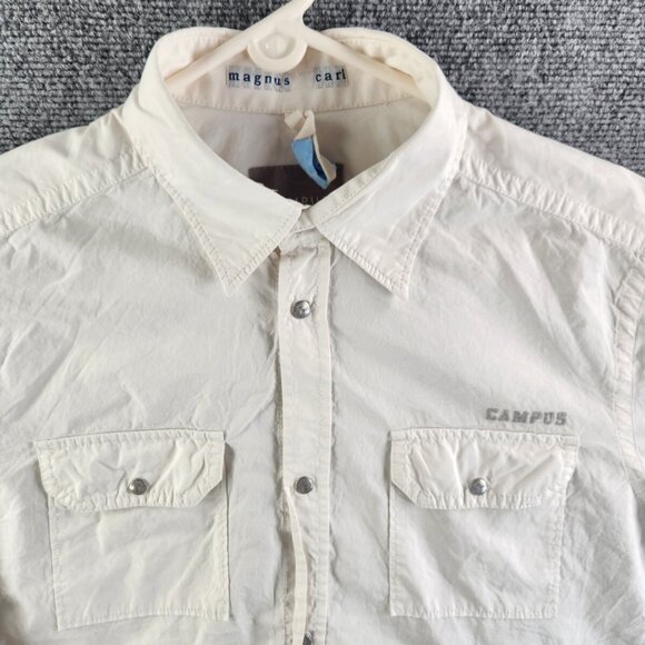 VTG Campus By Marc O Polo XL Germany Made Snap Up Long Sleeve Elbow Patch White - Picture 1 of 16